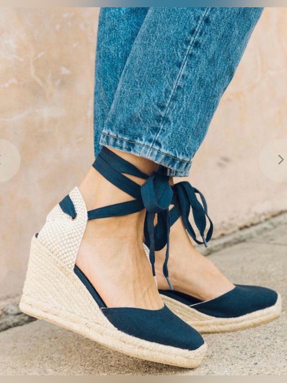 Soludos The Marseille Wedge Espadrille Sandals Navy Blue Women’s Size 9.5